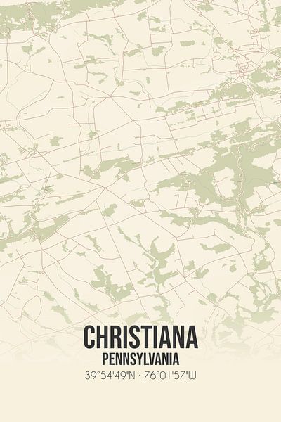 Alte Karte von Christiana (Pennsylvania), USA. von Ortsdrucke