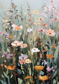 Prairie de fleurs sauvages aux couleurs pastel sur Niklas Maximilian