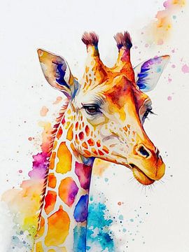 Giraffe aquarelverf van Tan Nguyen