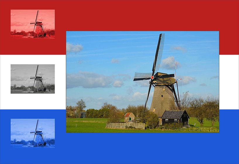 Molen in Nederlandse vlag van Leo Huijzer
