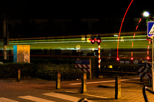 Fast tram at night 