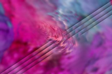 Abstrakte Alcohol-Ink-Malerei, digitalisiert, Pink, Grün und Violett