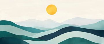 Douces collines sous un soleil doré sur Poster Art Shop