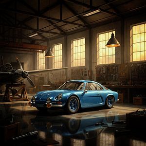 Vintage Alpine Renault 1600 Werkstatt-Szene