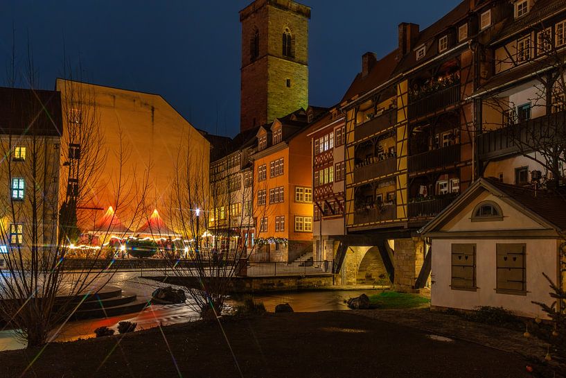 Erfurt Krämerbrücke met Kerstmis van Mixed media vector arts