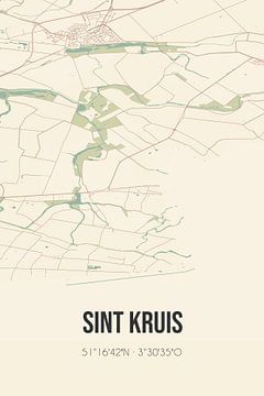 Vintage landkaart van Sint Kruis (Zeeland) van Rezona