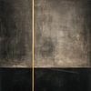 Abstract Painting - Black Grey with Golden Lines by Joriali Abstract