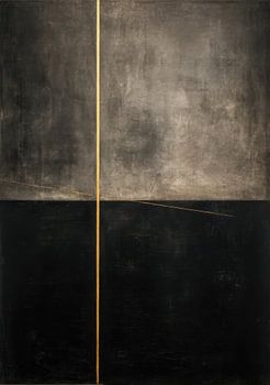 Peinture abstraite - Noir gris avec lignes dorées