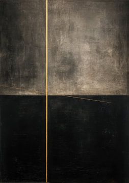 Abstrakte Malerei - Schwarzes Grau mit goldenen Linien von Joriali Abstrakte Kunst