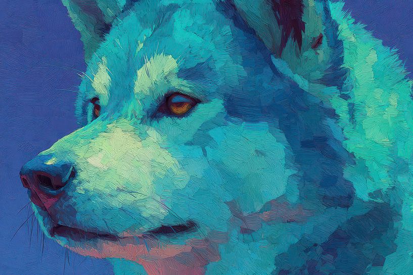 art moderne japonais Akita Inu chien par Egon Zitter