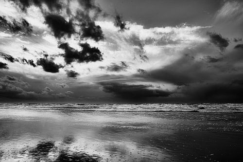 North Sea coast with beach and clouds by eric van der eijk