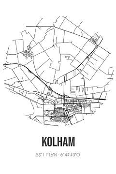 Kolham (Groningen) | Landkaart | Zwart-wit van Rezona