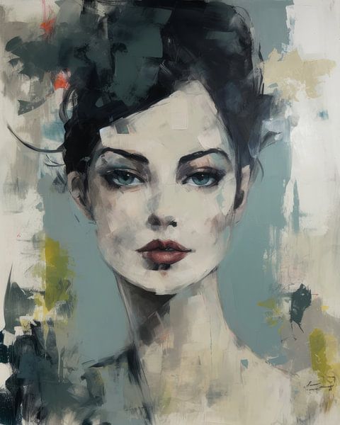 Modern portret in matte kleuren van Carla Van Iersel
