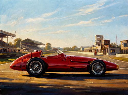 Maserati 250F Vintage Raceauto Schilderij