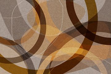 Retro geometry. Modern abstract organic shapes in yellow, beige, brown colors by Dina Dankers