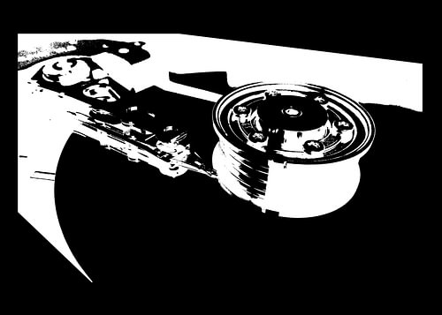 Hard Drive Anatomy in Black and White