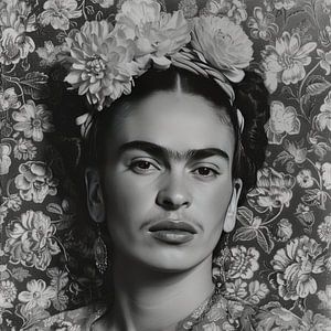 Frida Poster Black and White von Niklas Maximilian