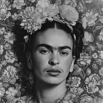 Frida Poster Black and White by Niklas Maximilian