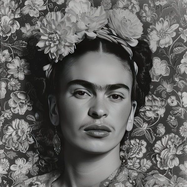 Frida Poster Noir et Blanc par Niklas Maximilian