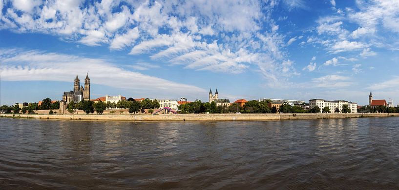 Panorama skyline Magdeburg van Frank Herrmann