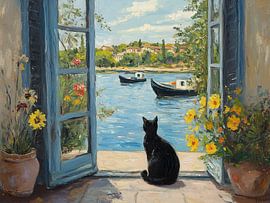 Katze am Fenster von Tom Vermeersch