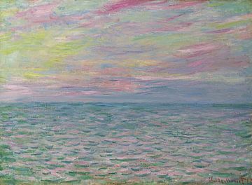 Sunset in Pourville, open sea, Claude Monet