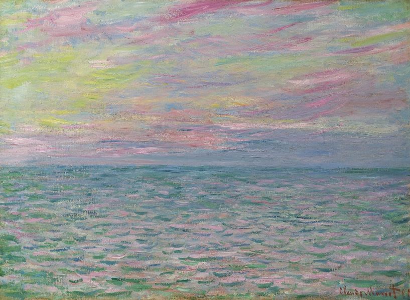 Coucher de soleil à Pourville, pleine mer, Claude Monet par Des maîtres magistraux