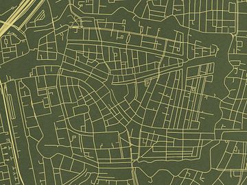 Kaart van Leiden Centrum in Groen Goud van Map Art Studio