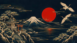 Japan: Gouden kraanvogels en de heilige Fuji van my pixel art