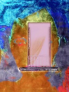 The woman and the pink window