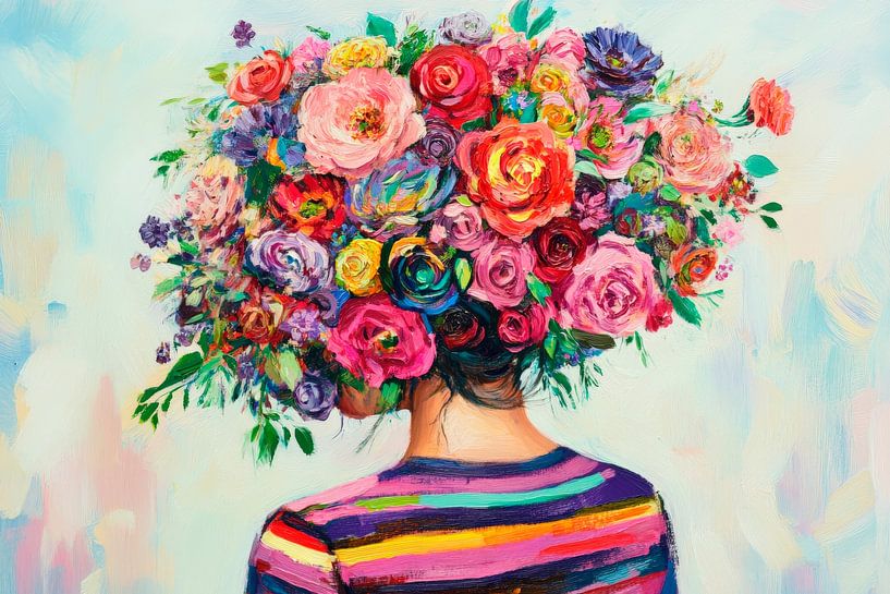 Blütenkranz auf gestreiftem Rücken von Poster Art Shop