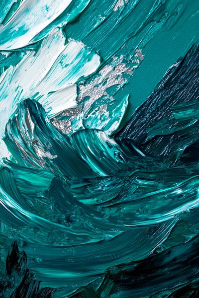 Dynamic waves in turquoise and white by Poster Art Shop