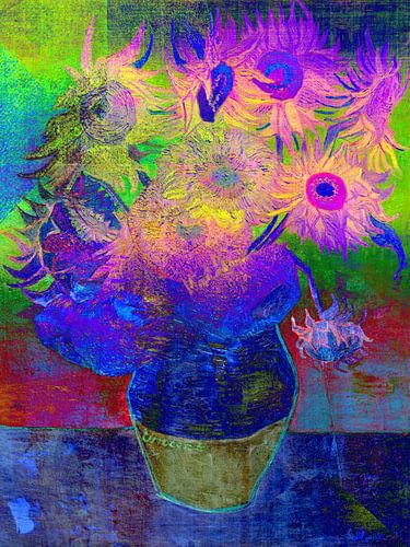 Kleurrijke zonnebloemen geïnspireerd door van Gogh
