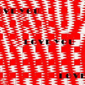 Love YOU Pattern rotweiss von Barbara Fraatz