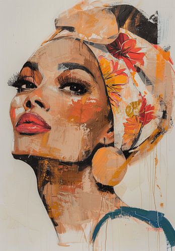 Modern portret in pastelkleuren