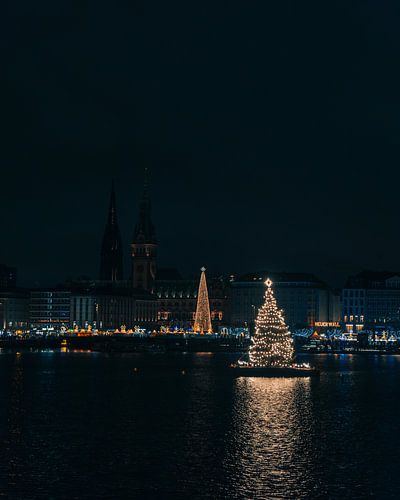 Weihnachtliches Hamburg bei Nacht