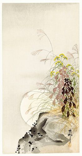 Grass and full moon (1900 - 1936) by Ohara Koson by Studio POPPY