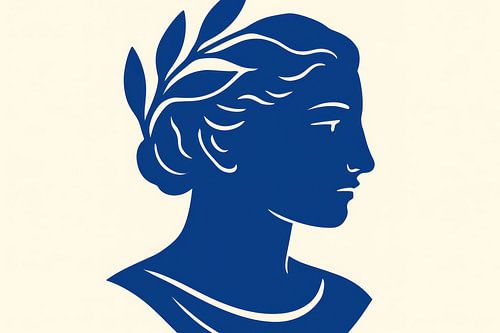 Blauwe buste met lauriertak