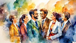 Zakenmensen in de stad, kunstontwerp