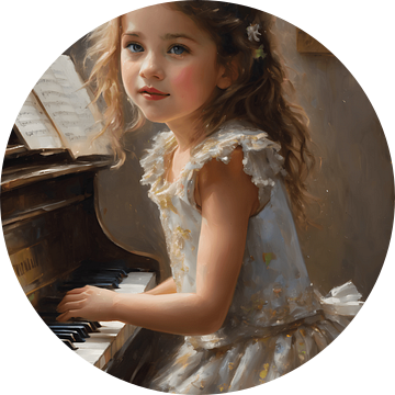 Renaissance Meisje speelt piano van Jolique Arte