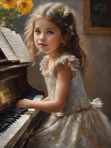 Renaissance Meisje speelt piano