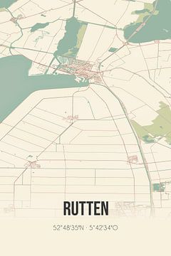 Vintage landkaart van Rutten (Flevoland) van MijnStadsPoster