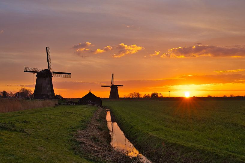 Sonnenaufgang bei den Schermer-Mühlen von peterheinspictures