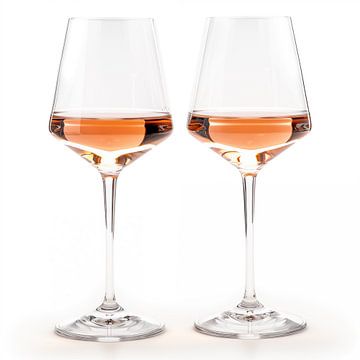 Rosé wijn 2 glazen portret wit van TheXclusive Art