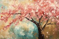 Bloeiende kersenbloesem op canvas