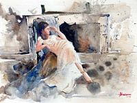 THINGKING | watercolour painting with impressionism style