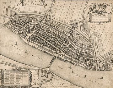 Kaart van het oude Kampen van ca 1649