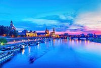 Dresdner Altstadtkulisse zur Blauen Stunde