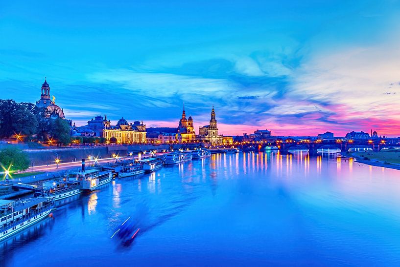 Dresden old town scenery at the blue hour by Ullrich Gnoth