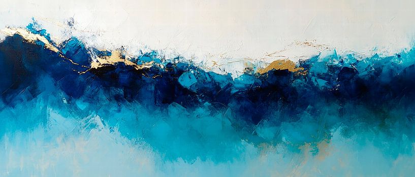 Wellenmuster in Blau und Gold von Poster Art Shop